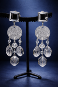 Boucles d’oreilles à clips, cristal de bohème, acétate de cellulose, longue, taille moyen, léger