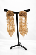 Boucles d’oreilles à clous, perles dorées, modele long