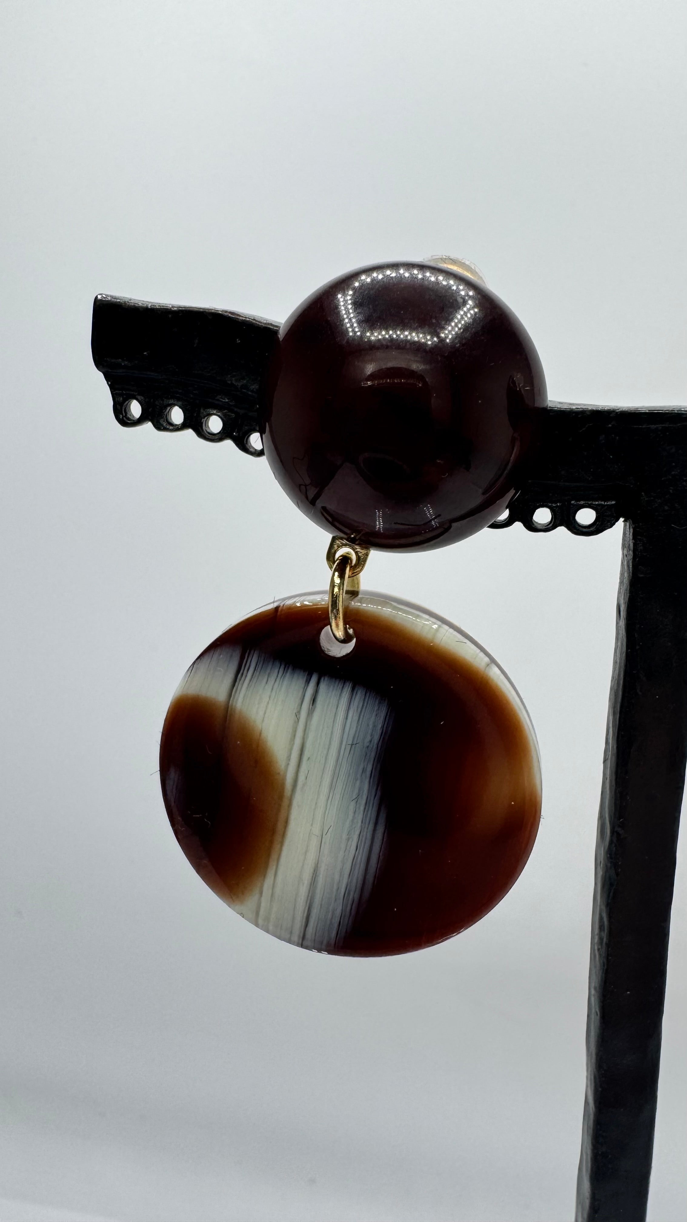 Boucles d’oreilles à clips, plaque acétate de cellulose façon corne, petite taille, légère