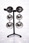 Boucles d’oreilles à clips, cabochon miroir, argent, modèle taille moyen