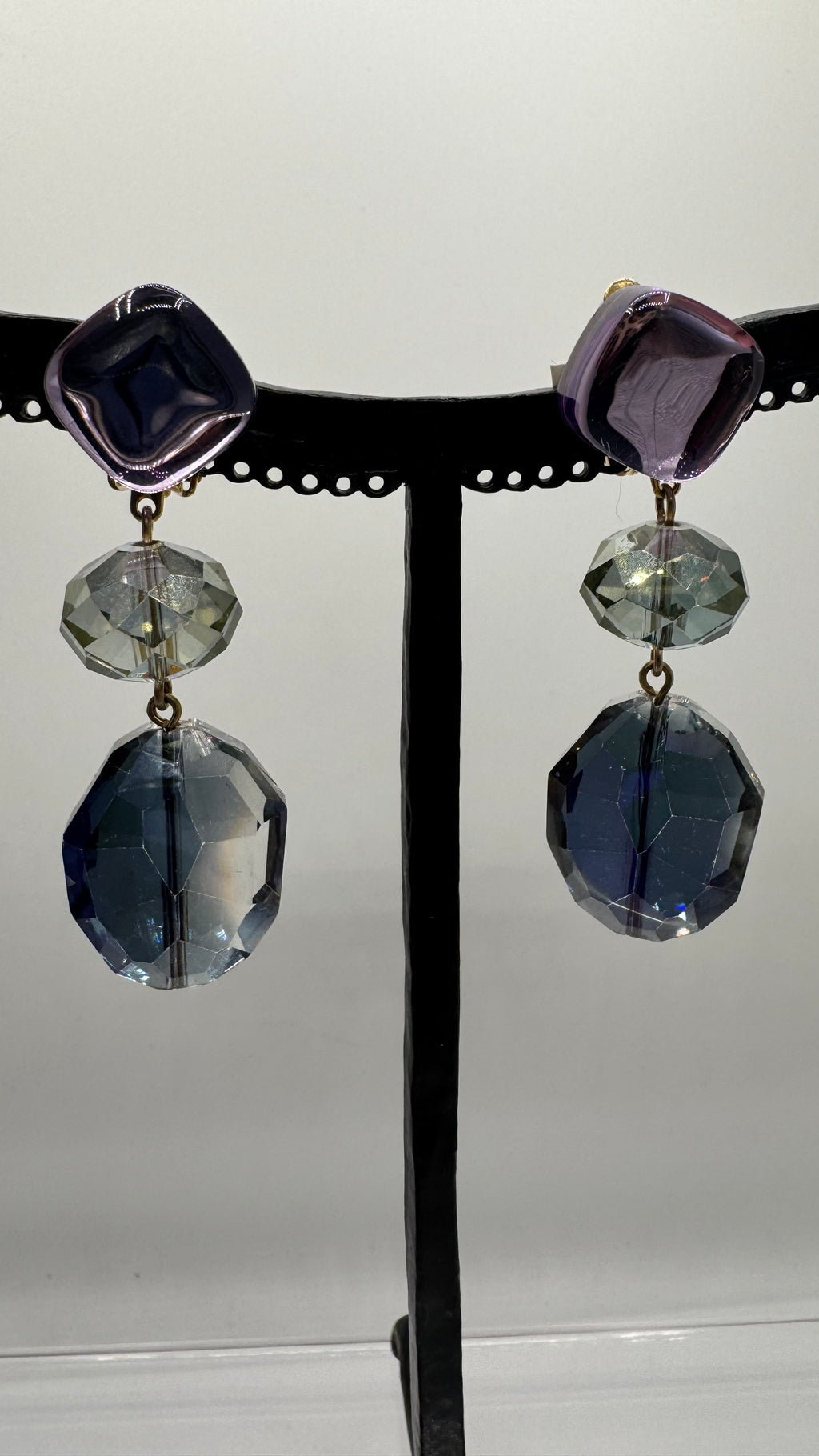Boucles d’oreilles à clips, cristal de bohème, taille moyenne, léger