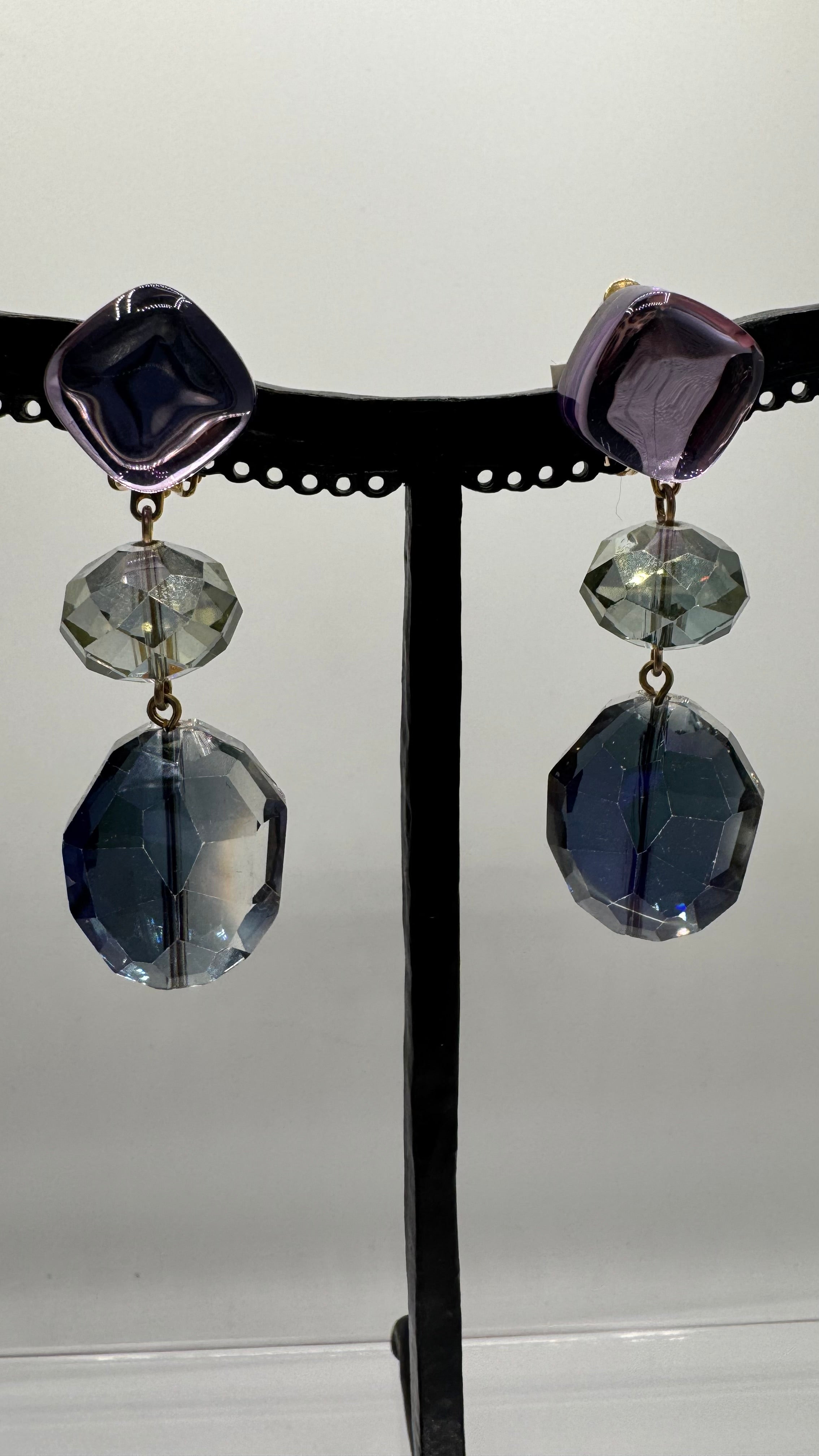 Boucles d’oreilles à clips, cristal de bohème, taille moyenne, léger