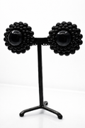 Boucles d’oreilles à clips, résine noire, taille moyenne, léger