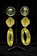 Boucles d’oreilles à clips, cabochon miroir, longue, grande taille