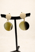 Boucles d’oreilles à clips, plaque acétate de cellulose façon corne, petite taille, légère