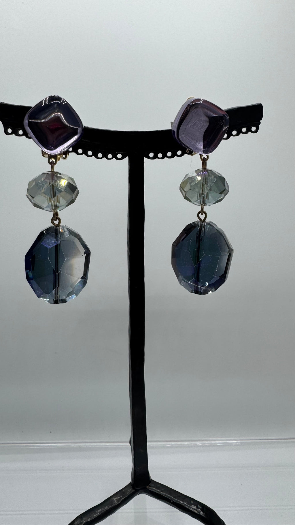 Boucles d’oreilles à clips, cristal de bohème, taille moyenne, léger