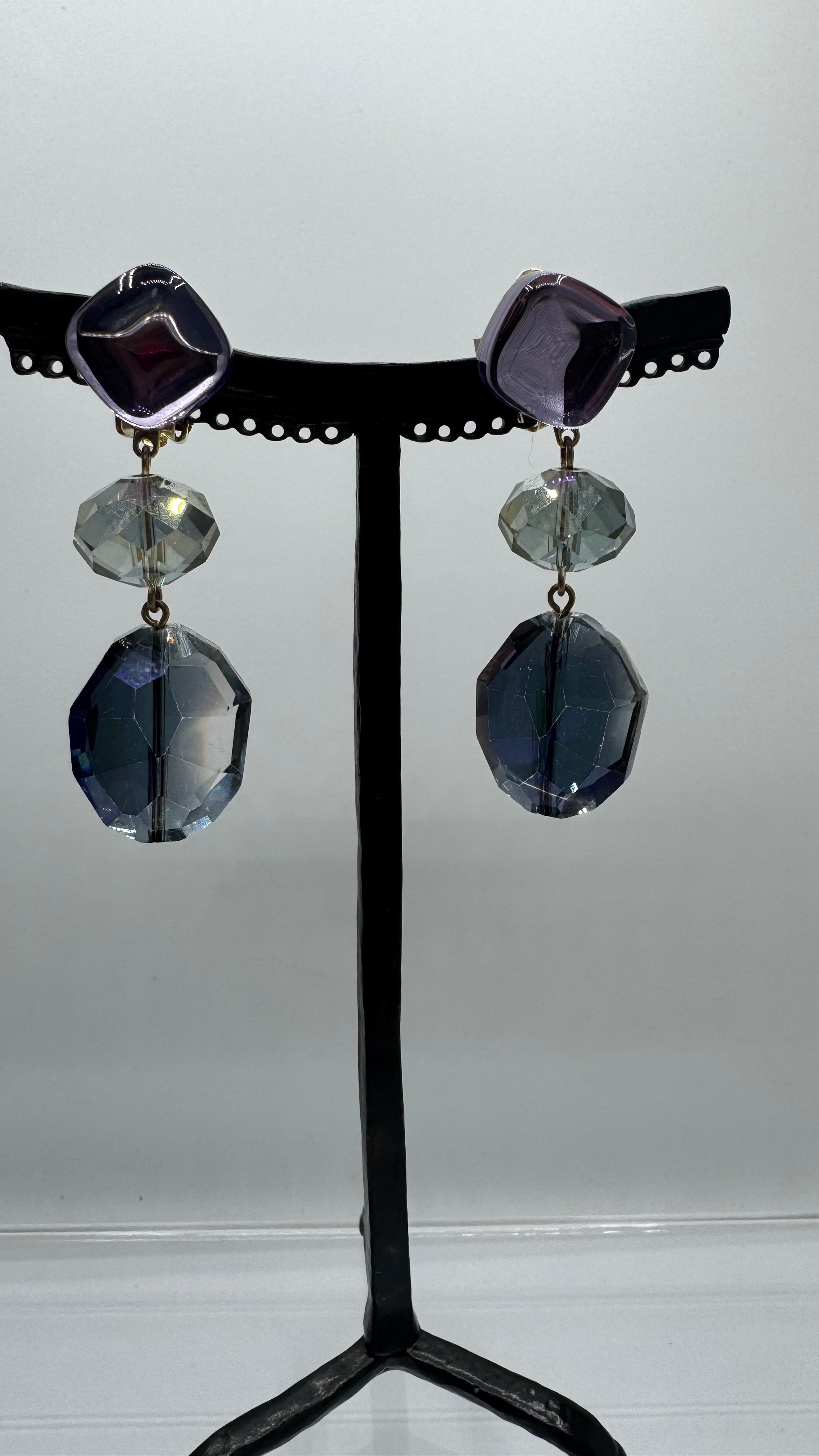 Boucles d’oreilles à clips, cristal de bohème, taille moyenne, léger
