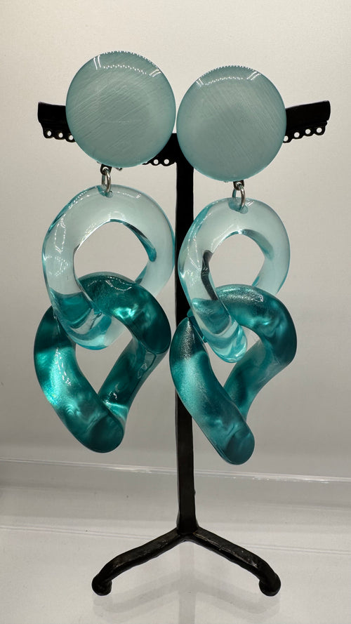 Boucles d’oreilles à clips, 2 maillons, résine, taille moyenne
