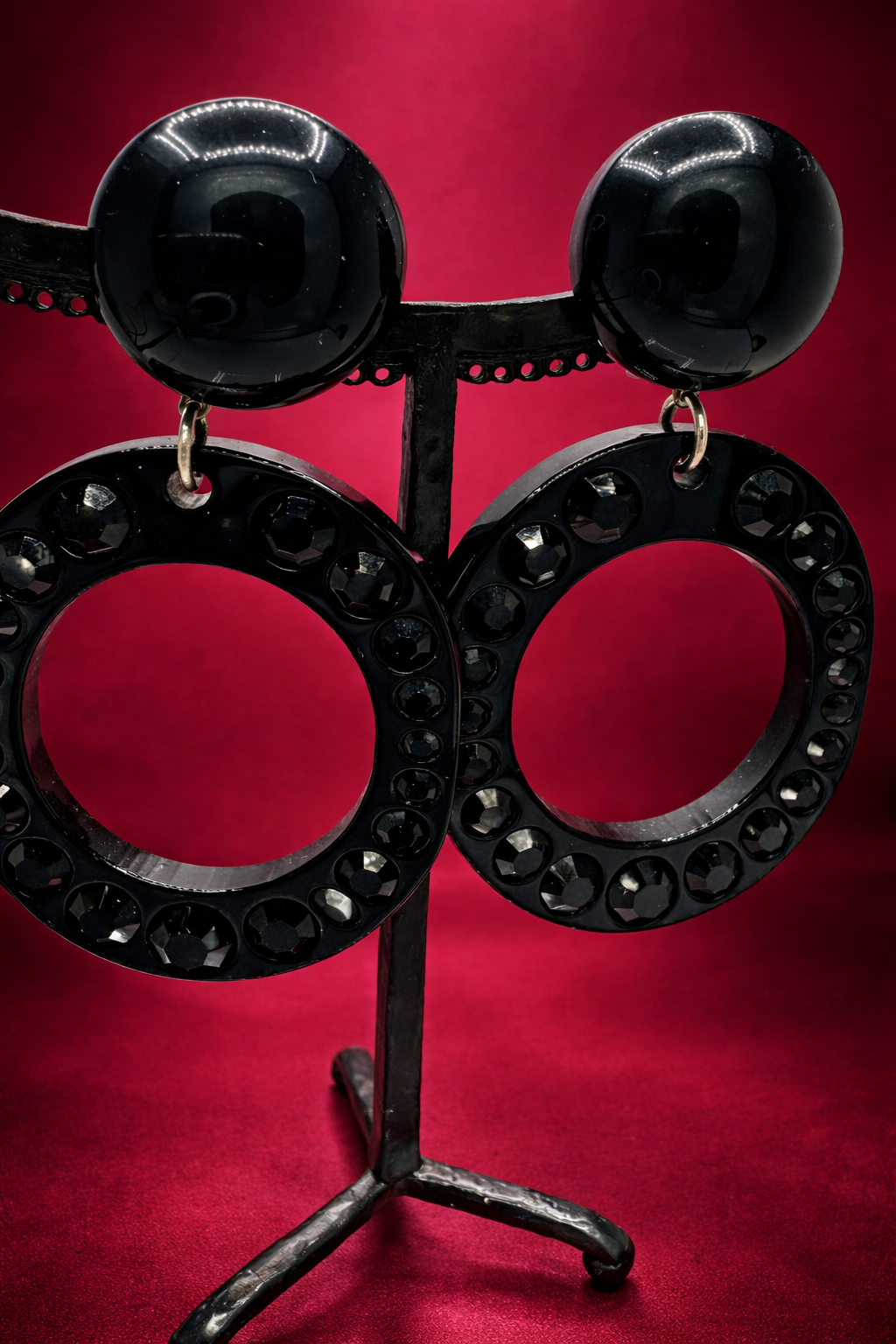 Boucles d’oreilles à clips, cristal de bohème et résine, grand modèle