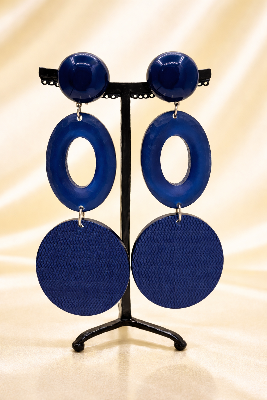 Boucles d’oreilles à clips, résine, longue, grand modèle