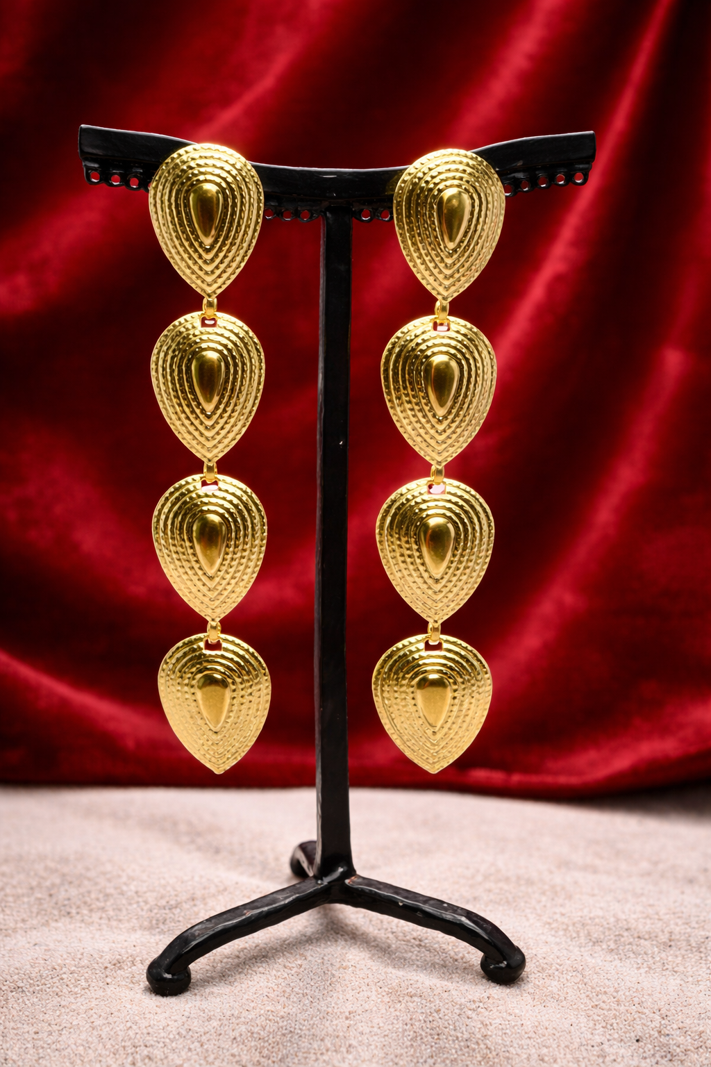 Boucles d’oreilles cascade à clous, acier inoxydable doré, long et léger