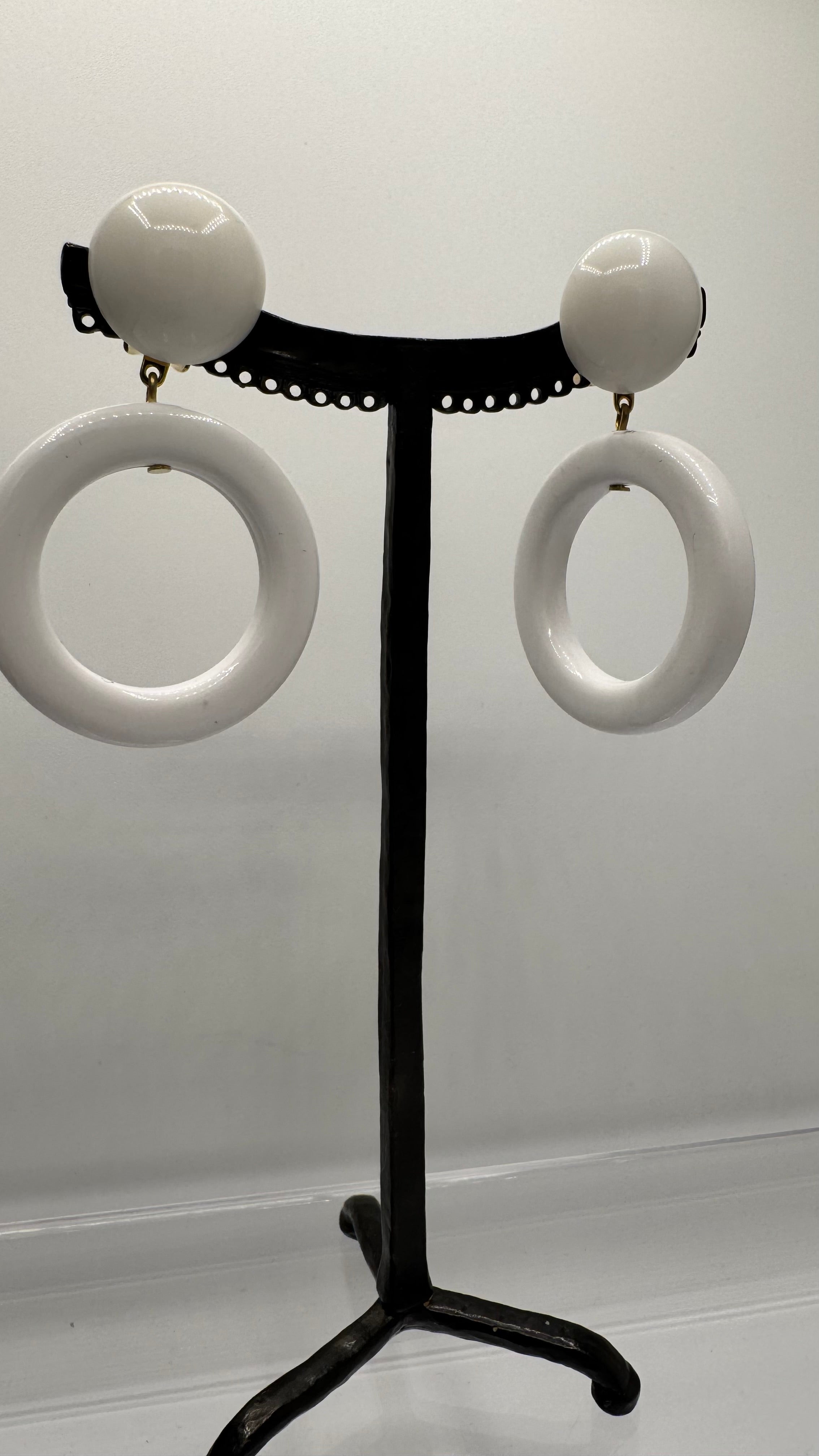 Boucles d’oreilles à clips, résine blanche, petit modèle, léger