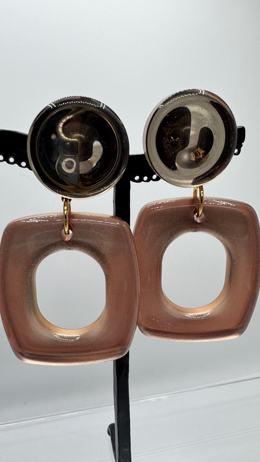 Boucles d’oreilles à clips, cabochon miroir, taille moyenne, légère