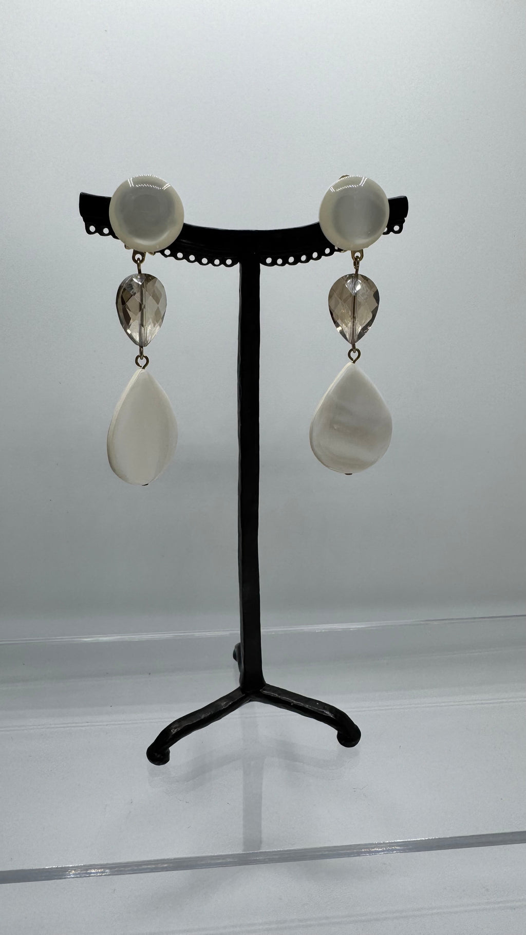 Boucles d’oreilles à clips, cristal et résine, taille moyenne, léger