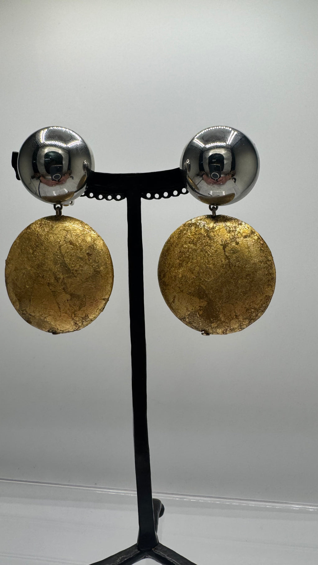 Boucles d’oreilles à clips, doré et argent, modèle taille moyen, léger