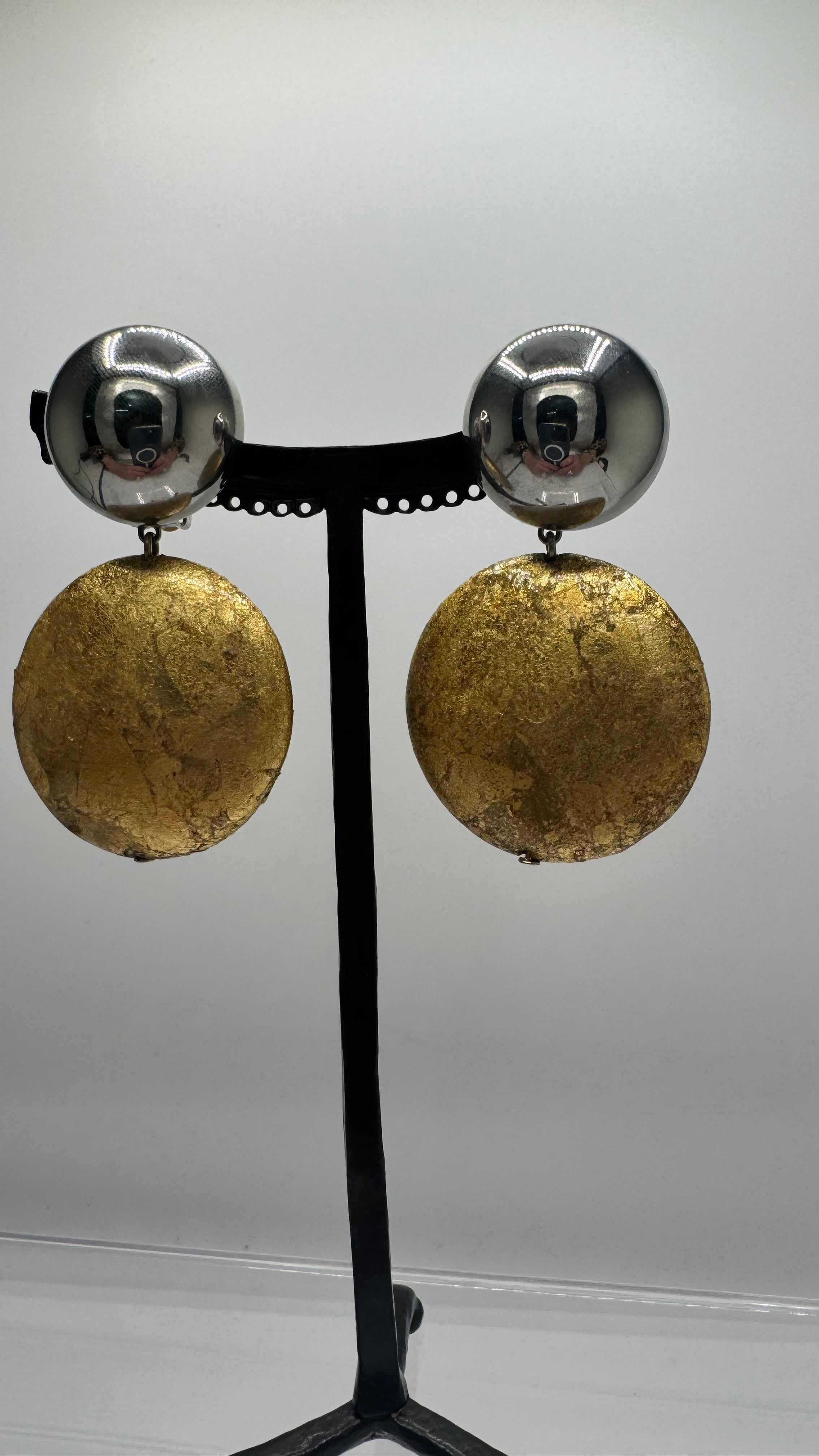 Boucles d’oreilles à clips, doré et argent, modèle taille moyen, léger