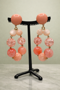 Boucles d’oreilles à clips, résine rose, taille moyen
