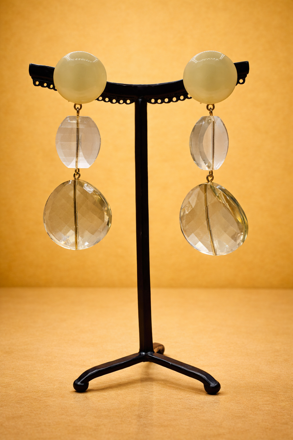 Boucles d’oreilles à clips, cristal de bohème, taille moyen, léger