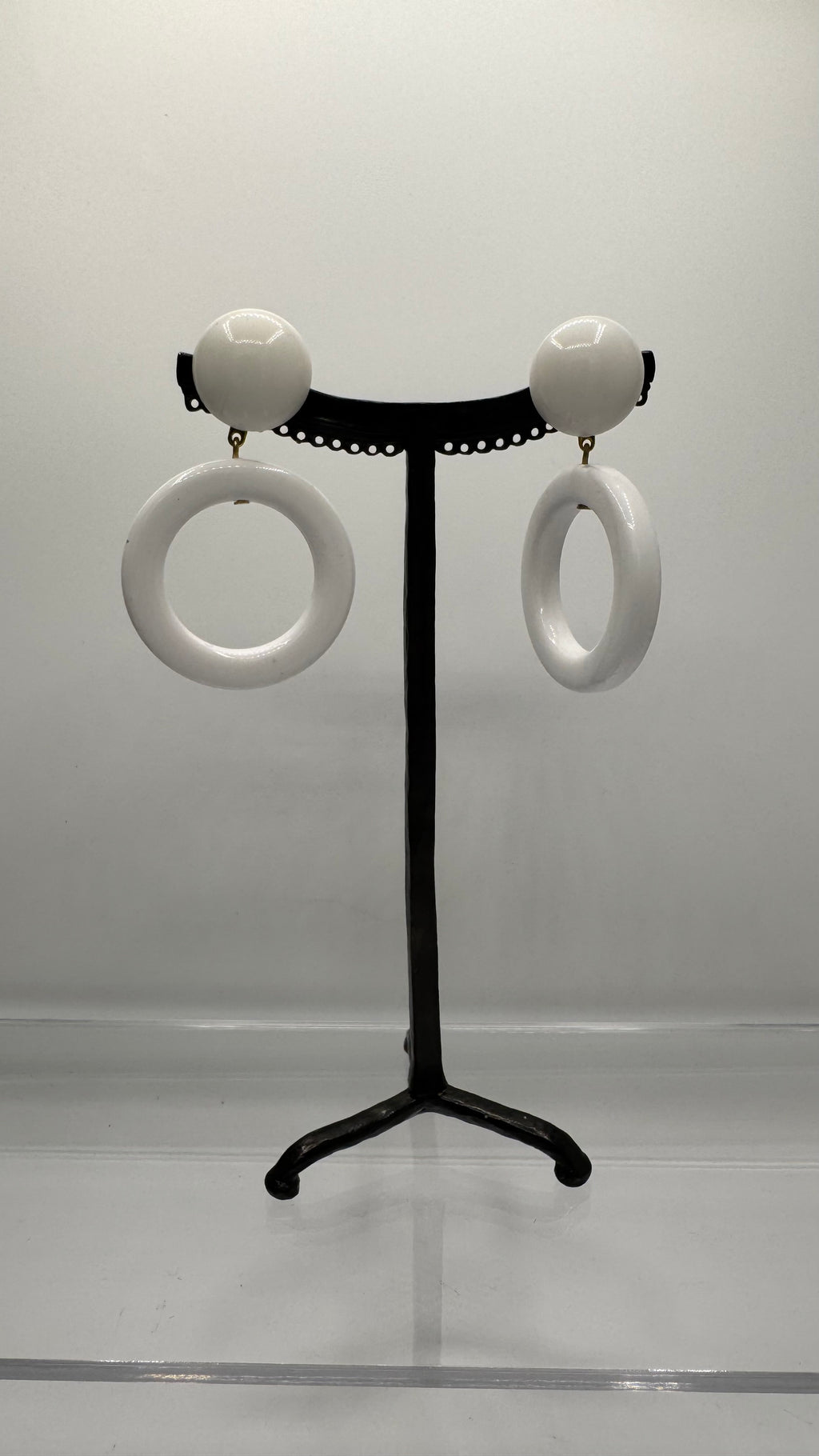 Boucles d’oreilles à clips, résine blanche, petit modèle, léger
