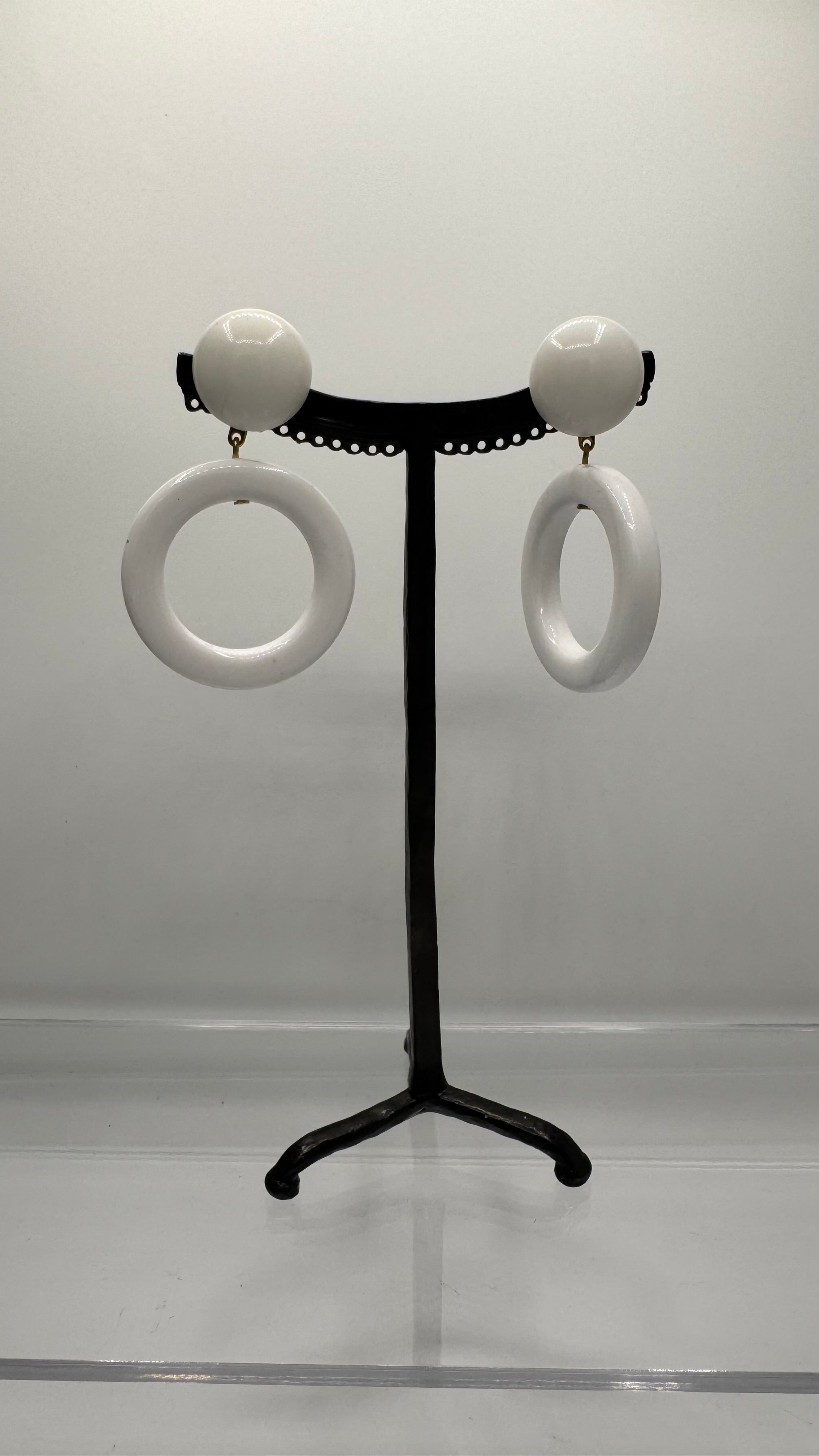 Boucles d’oreilles à clips, résine blanche, petit modèle, léger