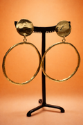 Créoles à clips, or jaune rhodié, grande taille, léger