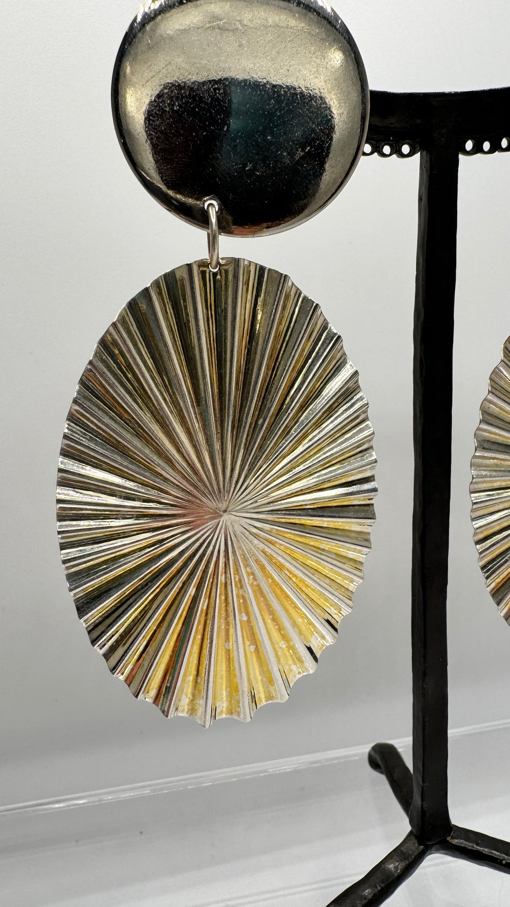 Boucles d’oreilles à clips, acier rhodié argent, grand modèle, légère