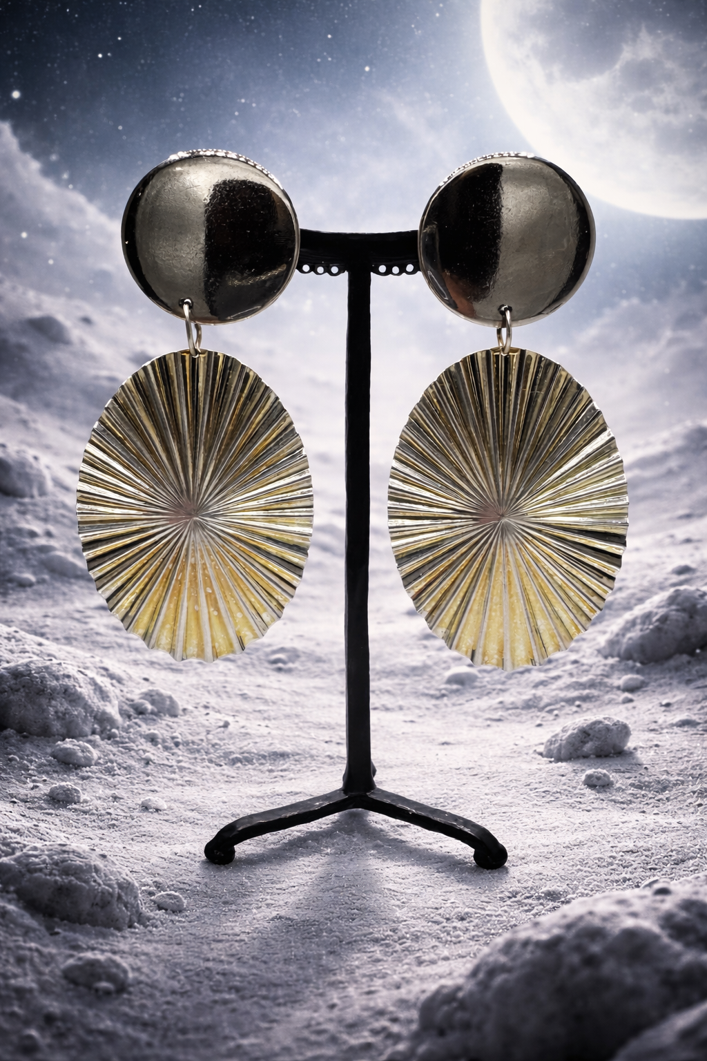 Boucles d’oreilles à clips, acier rhodié argent, grand modèle, légère