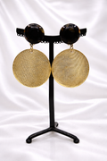 Boucles d’oreilles à clip, cabochon résine Tokyo, pendant acétate de cellulose doré, modèle taille moyenne et léger