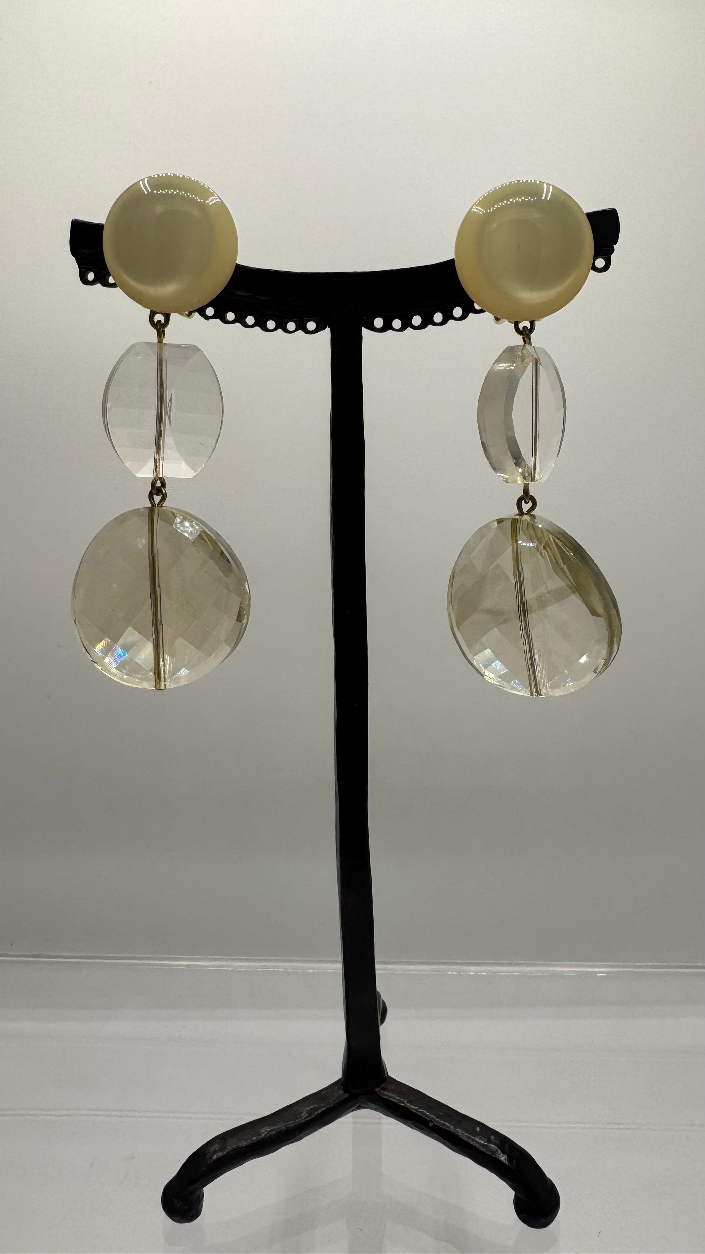 Boucles d’oreilles à clips, cristal de bohème, taille moyen, léger