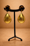 Boucles d’oreilles à clips, plaque Tokyo et feuille d’or, taille moyenne, léger