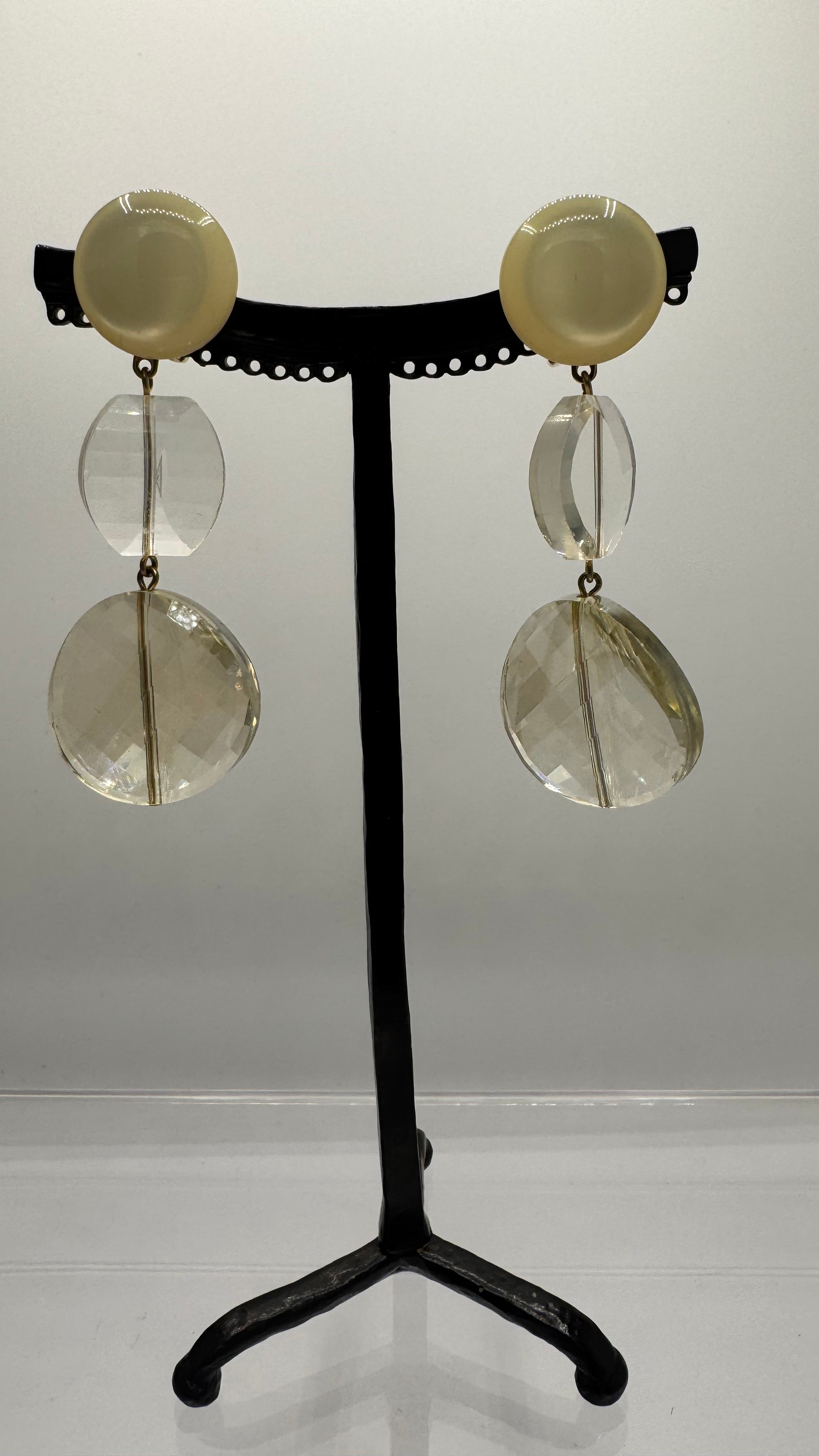 Boucles d’oreilles à clips, cristal de bohème, taille moyen, léger