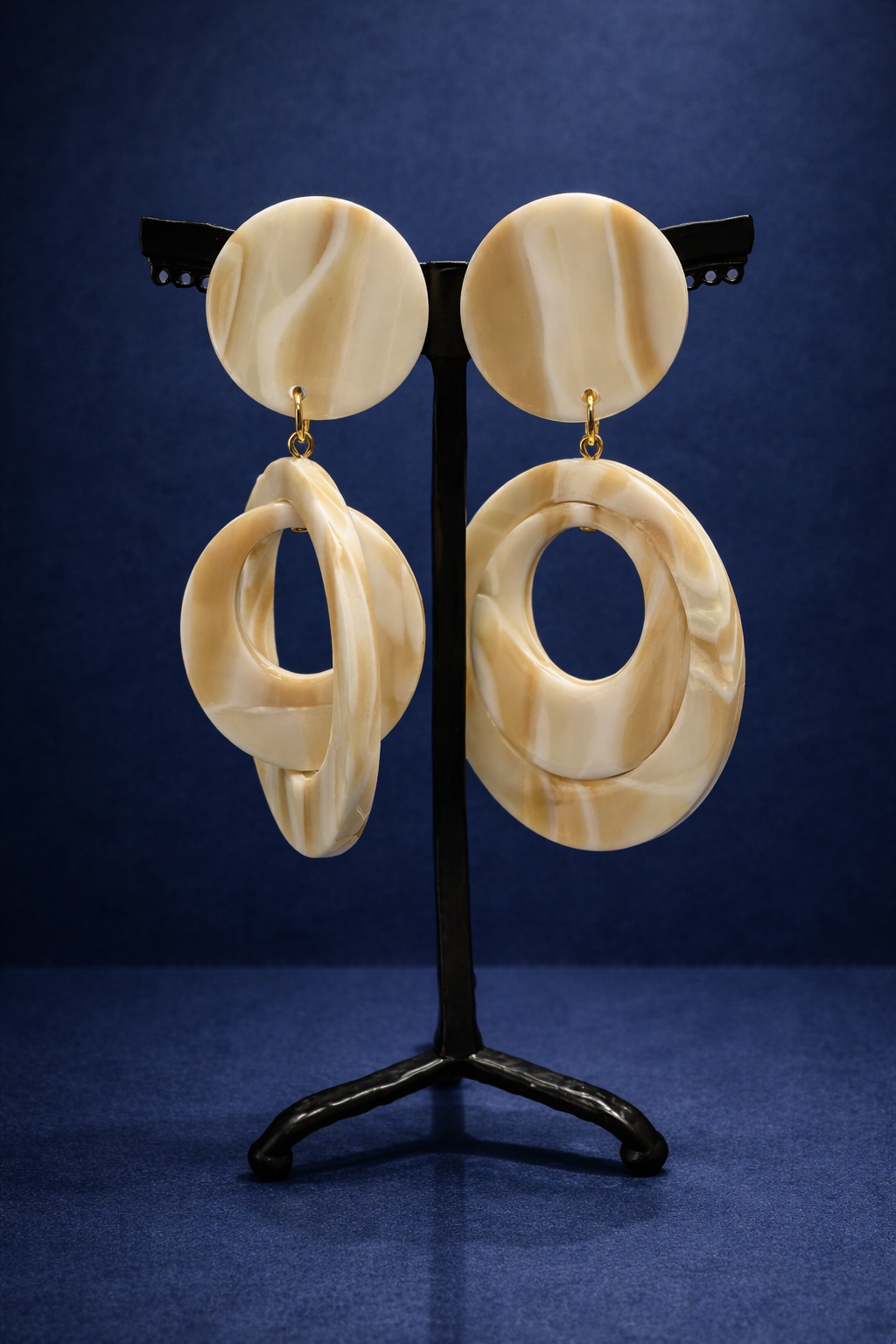 Boucles d’oreilles à clips, Ivoire acétate de cellulose, modèle taille moyenne, léger