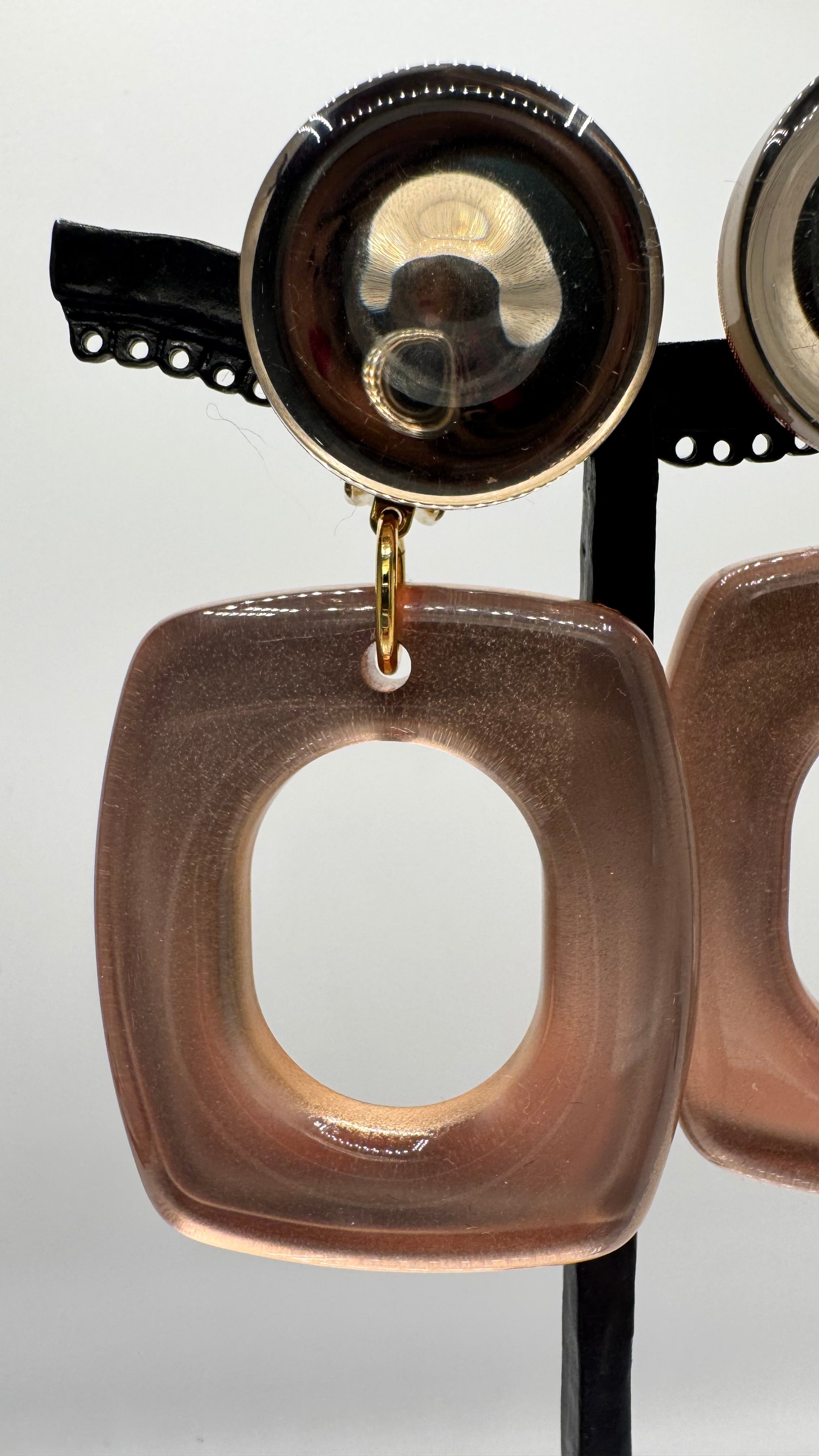 Boucles d’oreilles à clips, cabochon miroir, taille moyenne, légère