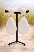 Boucles d’oreilles à clip, résine blanche, modèle Lima taille moyenne